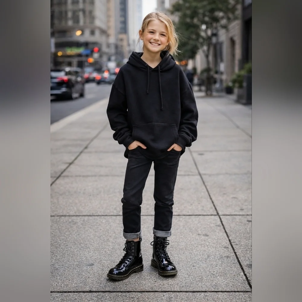 Dr. Martens 1460 Youth Black Patent Leather Lace-Up Boots | Size 1 | AirWair